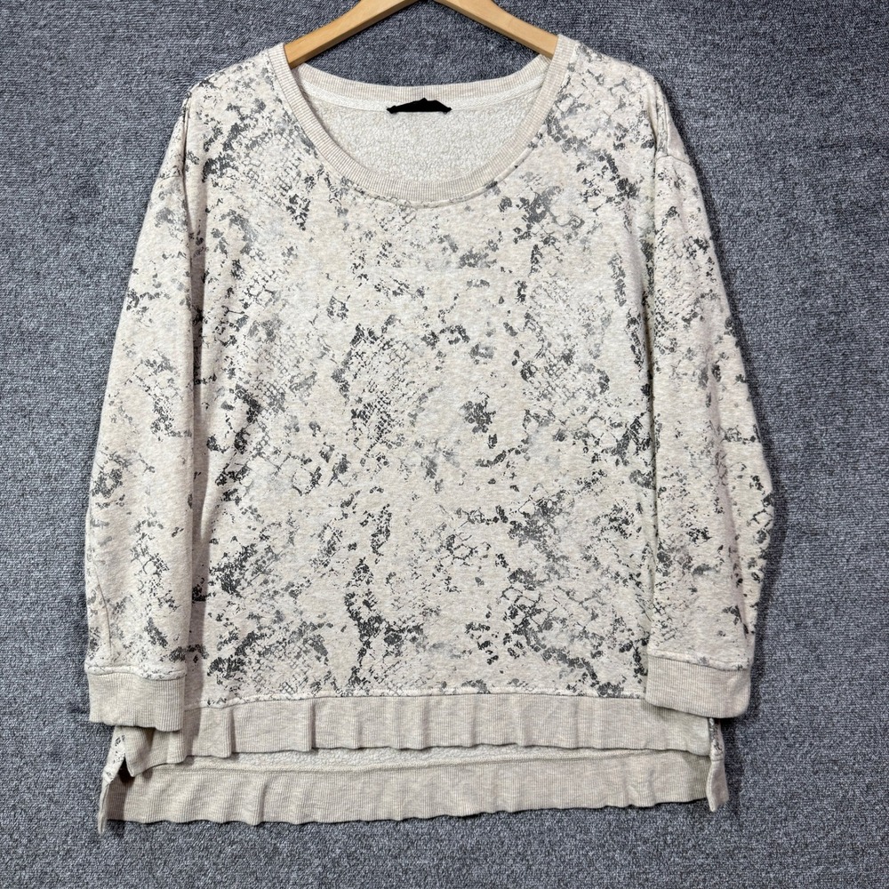 Jane + Delancey Womens Beige Gray Snakeskin Print Layered Hem Sweatshirt Large